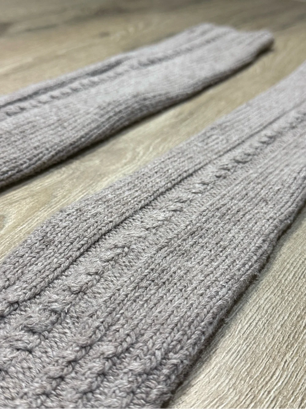 HUE Cable Knit Leg Warmers Taupe 24” Long Cozy Balletcore Boot Socks